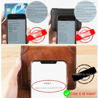 Carteira masculina de couro genuíno com bloqueio RFID
