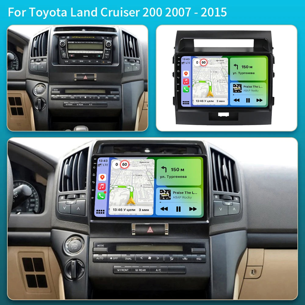 Central Multimédia Android para Toyota Land Cruiser 200 (2007–2015) – CarPlay, GPS e Wi‑Fi