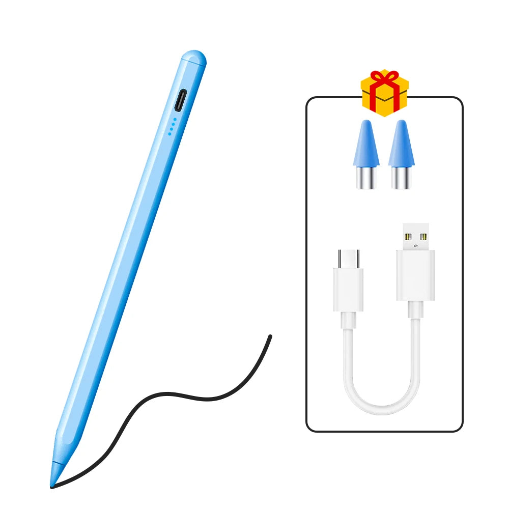 Caneta Stylus Magnética Universal QUKAM — 4 LEDs, USB-C, Sem Bluetooth e 2 Pontas