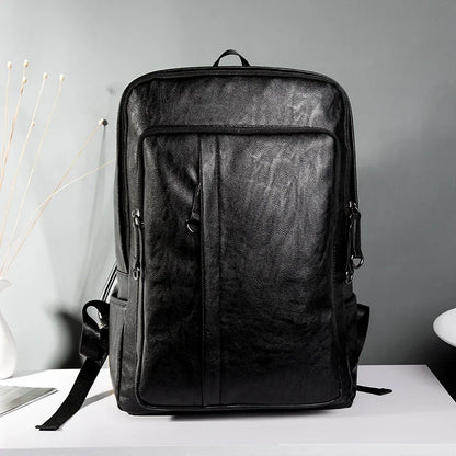 Mochila Masculina em Couro Genuíno – Grande Capacidade para Portátil e Viagem