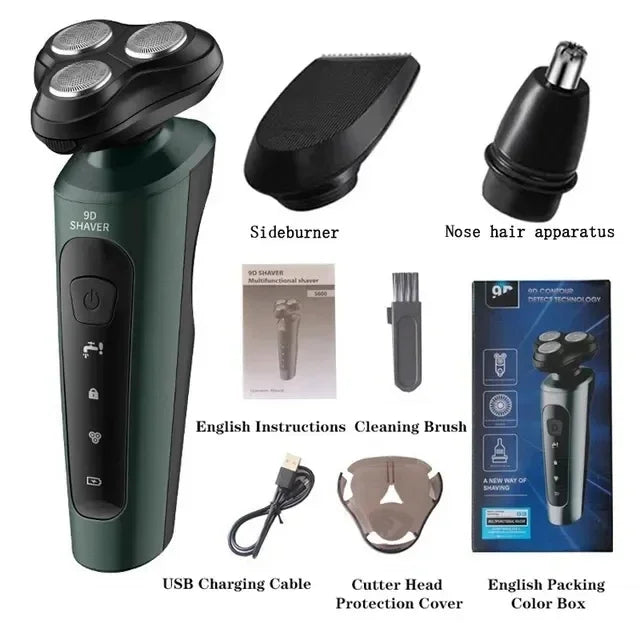 Barbeador Elétrico Rotativo HOCOSHINE 9D Recarregável