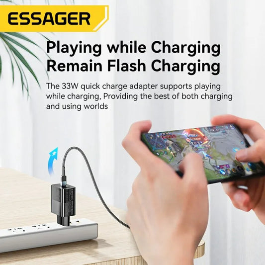 Carregador USB-C Essager, carregamento rápido GaN Type-C PD
