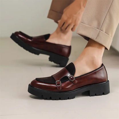Mocassins de couro de sola grossa estilo britânico