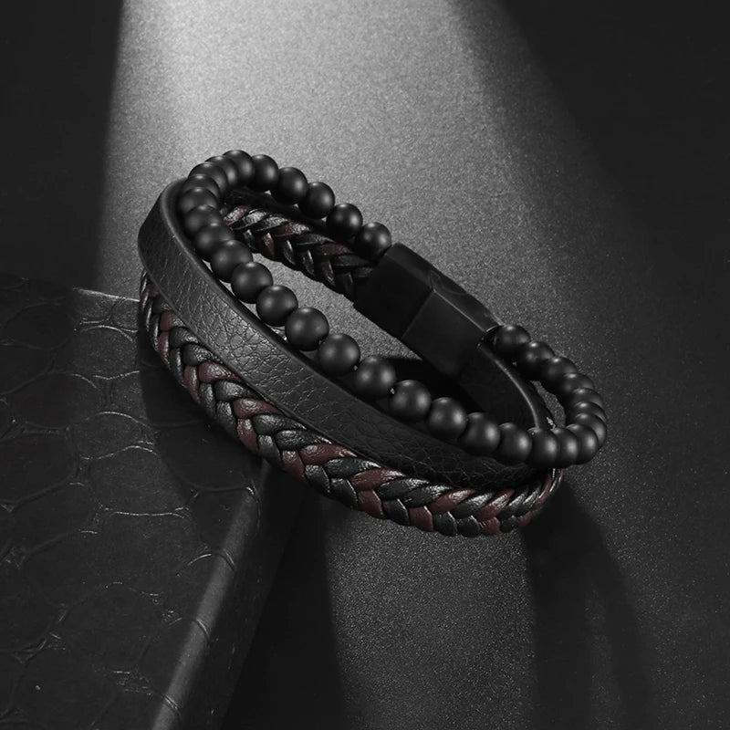 Pulseira punk de camada dupla