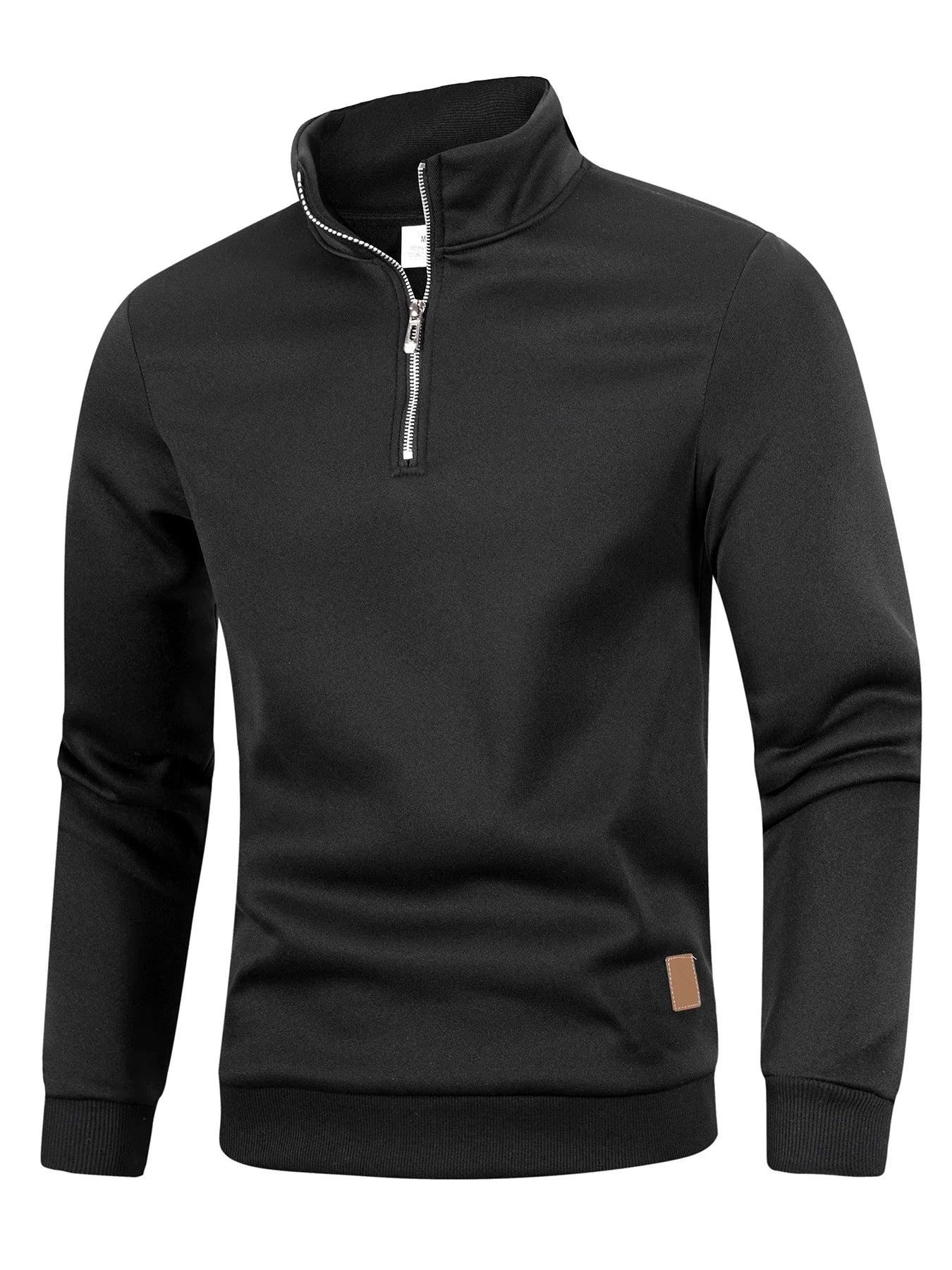 Suéter masculino de outono com zíper, gola alta