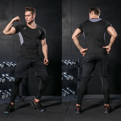 Conjunto Masculino de Compressão — Treino, Corrida e Fitness