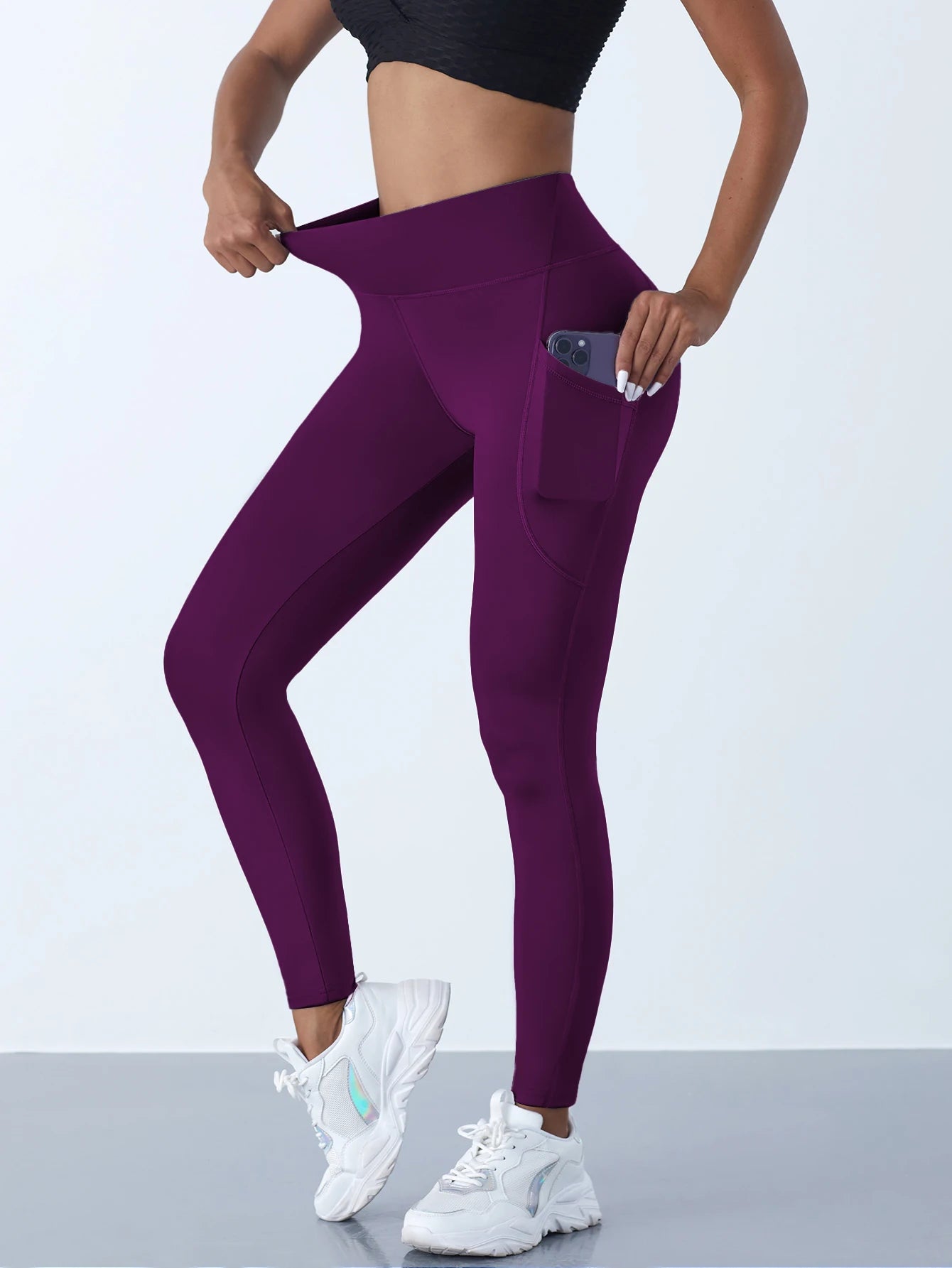 Calça Legging Feminina de Cintura Alta Elástica para Treino