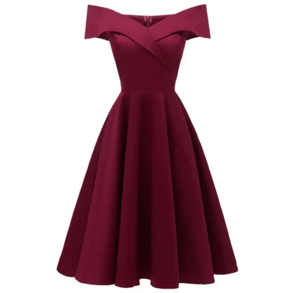 Vestido sem ombro com decote em V Midi