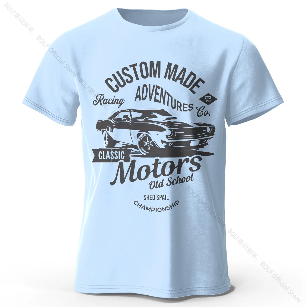 T-shirts com estampa de motor, 100% algodão