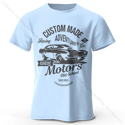 T-shirts com estampa de motor, 100% algodão