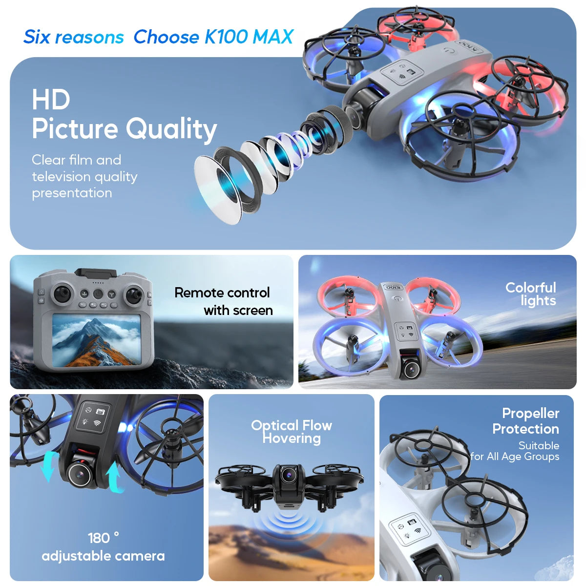 Drone AXNEN New K100MAX 4K Profissional com Câmara Dupla