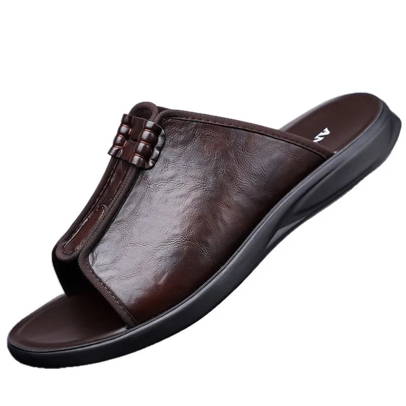 Chinelo masculino de couro
