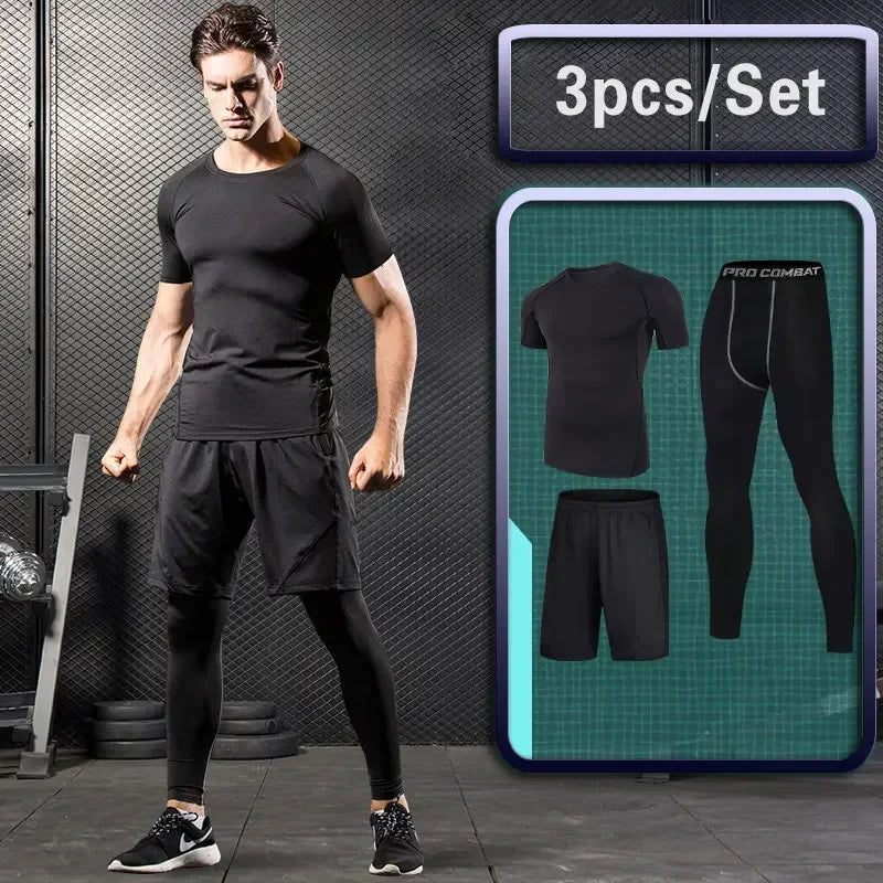 Conjunto Masculino de Compressão — Treino, Corrida e Fitness