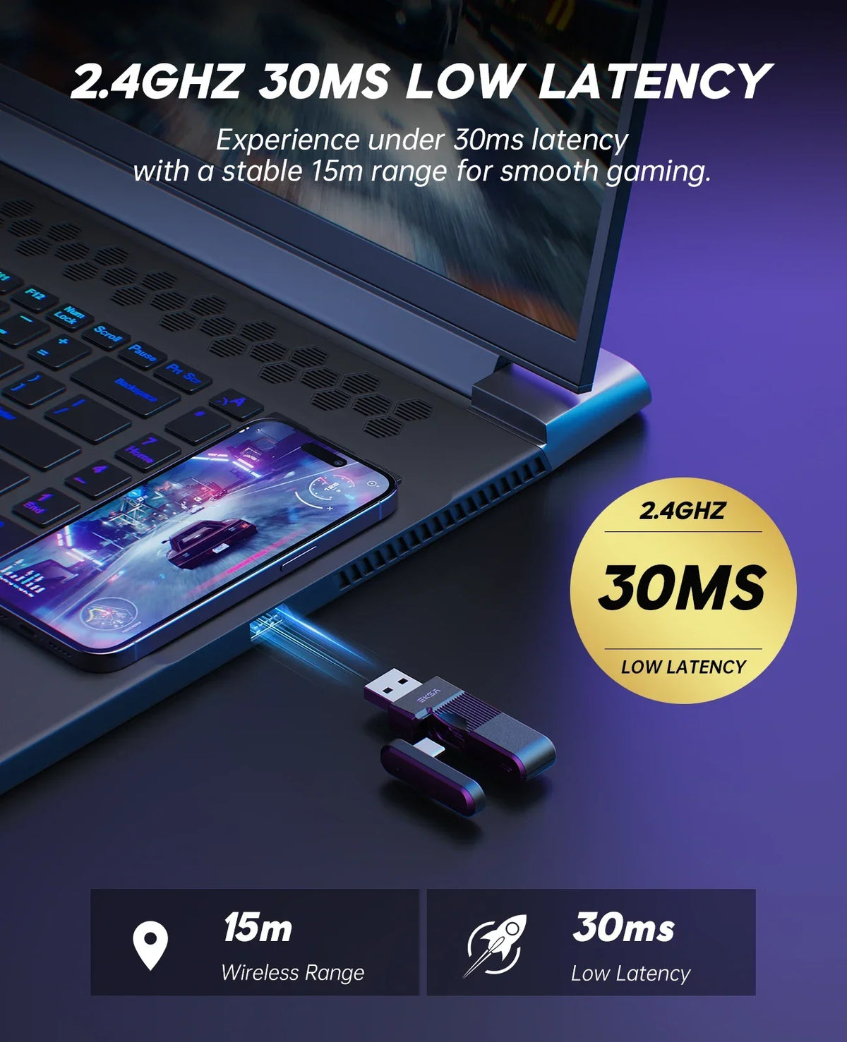 Headset Gamer OneOdio EKSA E900 WT — Sem Fio 2.4G, Bluetooth e RGB