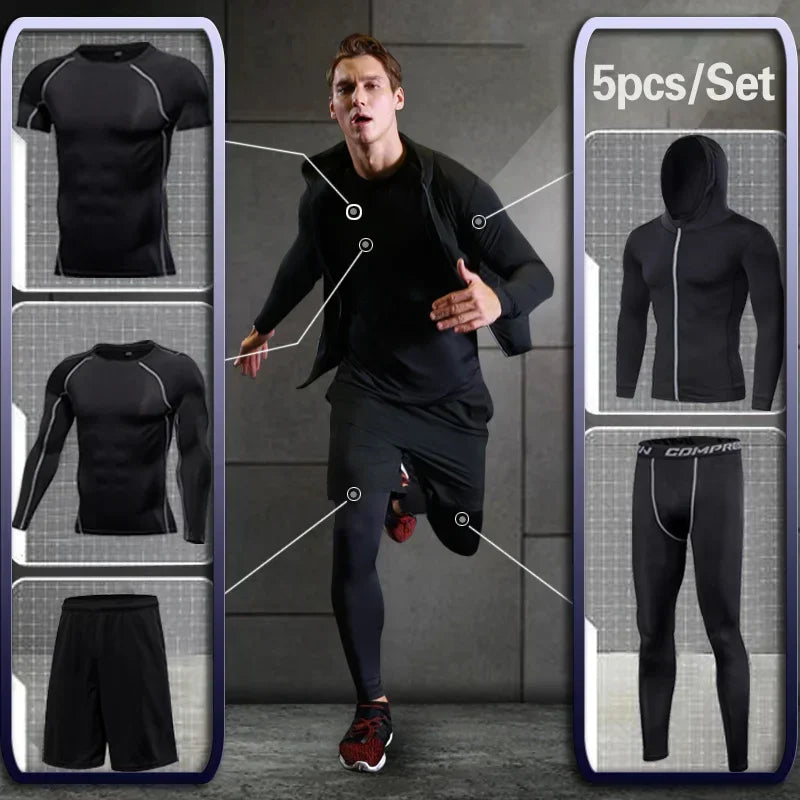 Conjunto Masculino de Compressão — Treino, Corrida e Fitness