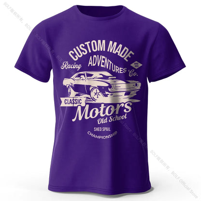 T-shirts com estampa de motor, 100% algodão