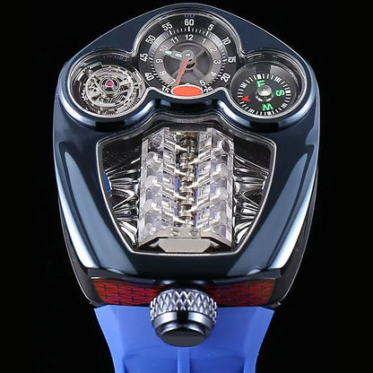 Relógio Masculino de Quartzo Engine — Aço Inoxidável, Bússola e 3 ATM