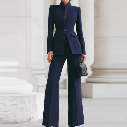 Conjunto Feminino Elegante de Blazer e Calças — Slim Fit para Trabalho