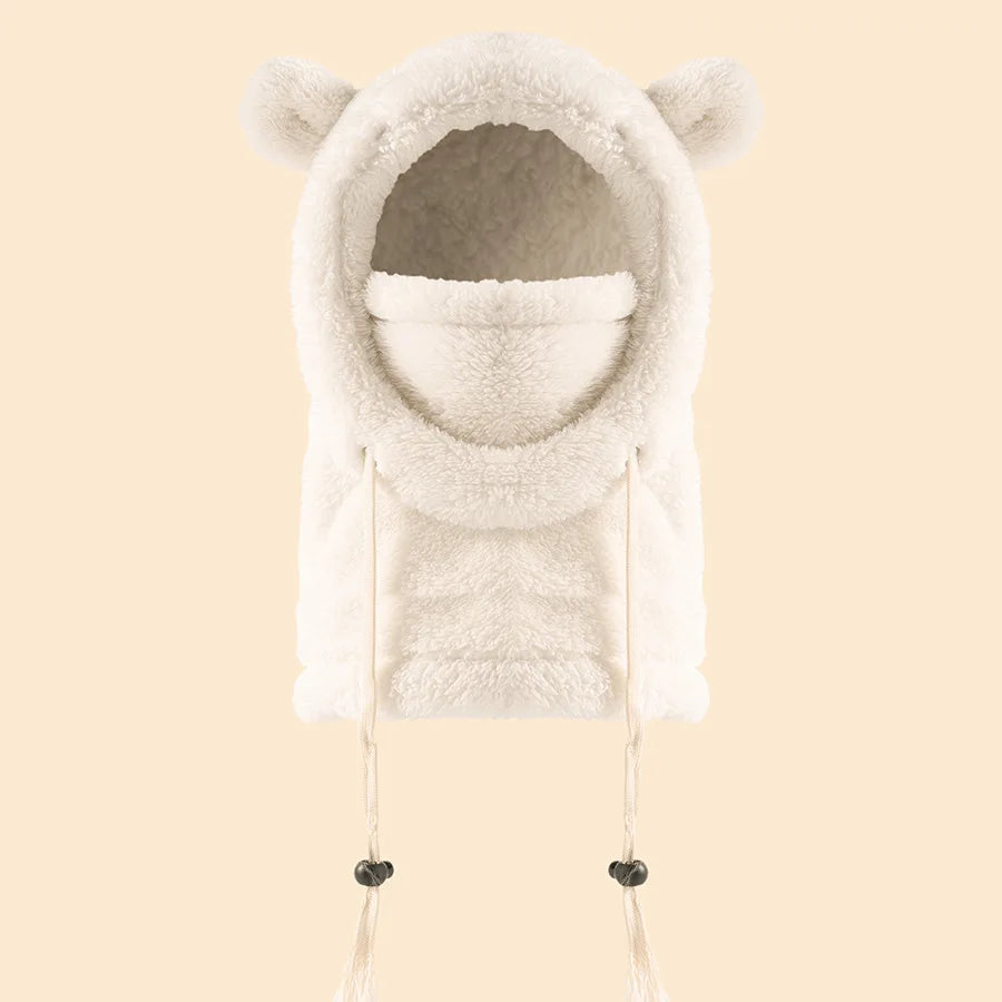 Gorro infantil de peça única com proteção quente para orelhas e pescoço
