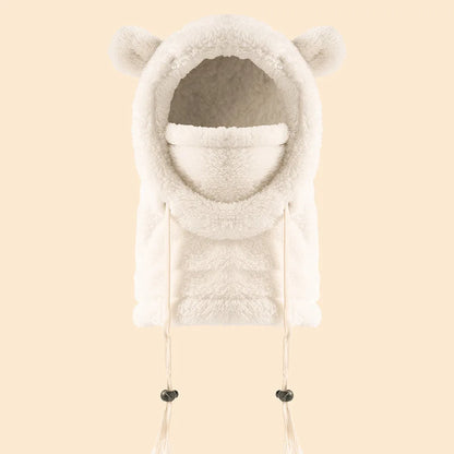 Gorro infantil de peça única com proteção quente para orelhas e pescoço