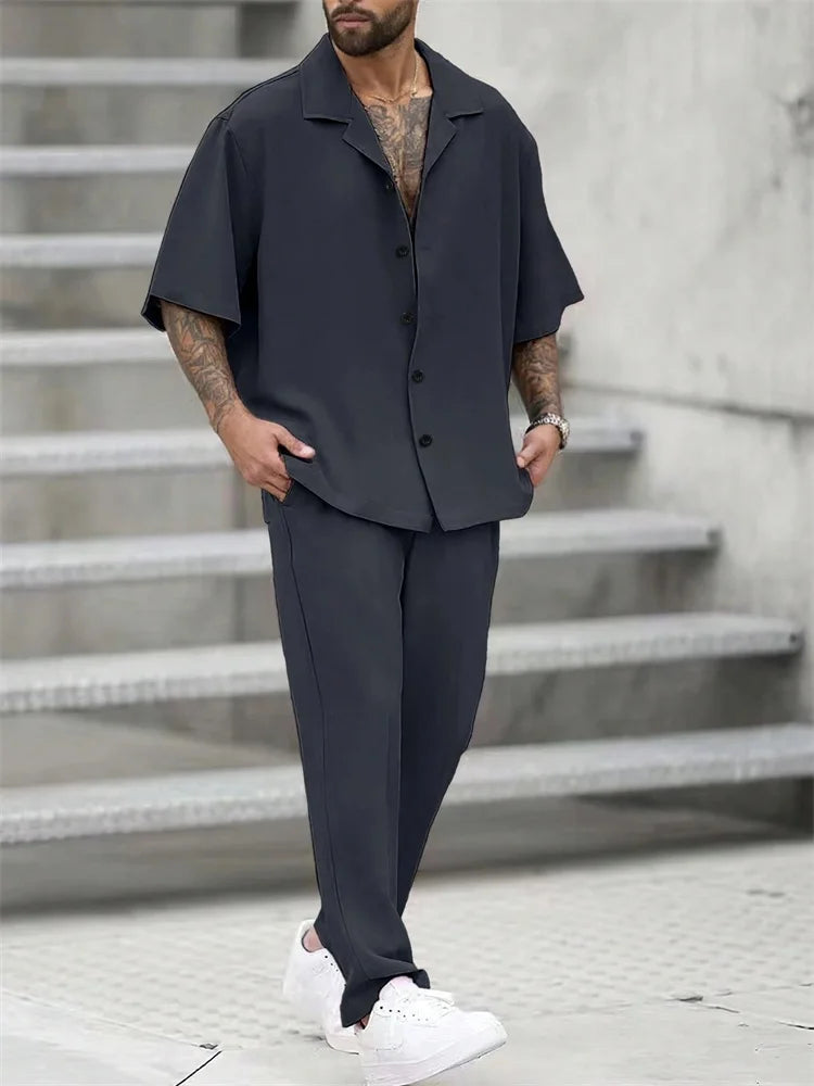 Fato de manga curta casual