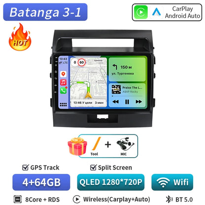 Central Multimédia Android para Toyota Land Cruiser 200 (2007–2015) – CarPlay, GPS e Wi‑Fi