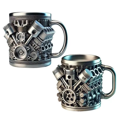Caneca de aço inoxidável com motores V8