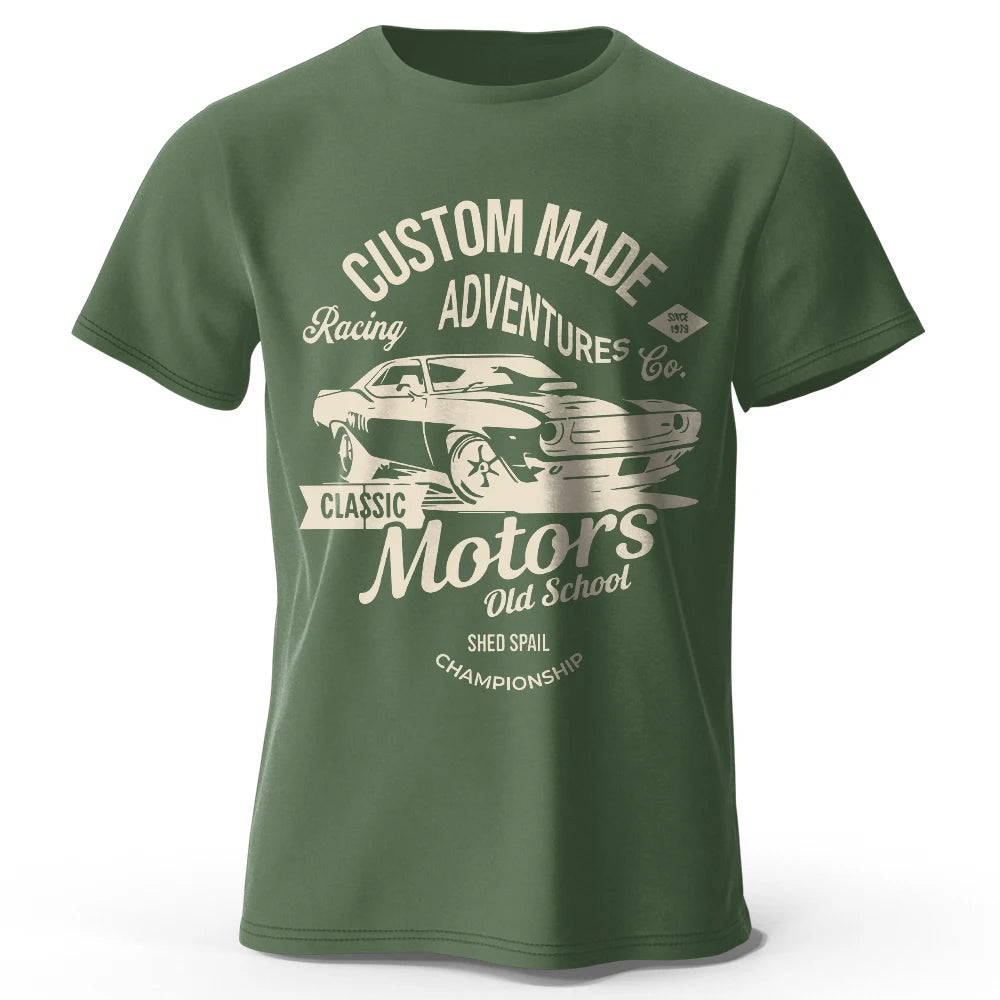 T-shirts com estampa de motor, 100% algodão