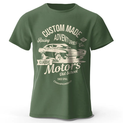 T-shirts com estampa de motor, 100% algodão