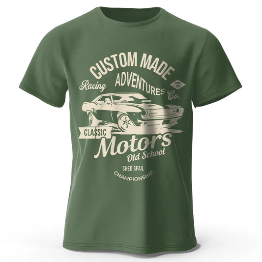 T-shirts com estampa de motor, 100% algodão