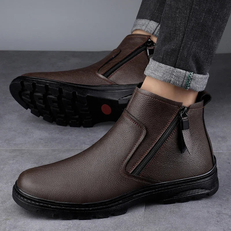 Botas Chelsea Masculinas em Couro Genuíno