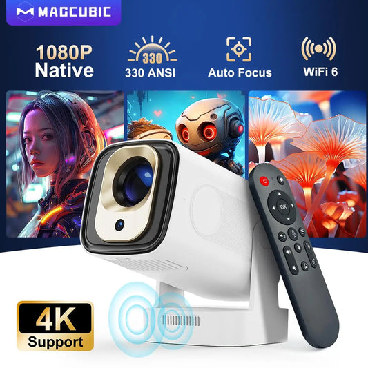 Projetor Magcubic HY310 — 1080P Nativo, Suporte 4K, 330 ANSI e Foco Automático
