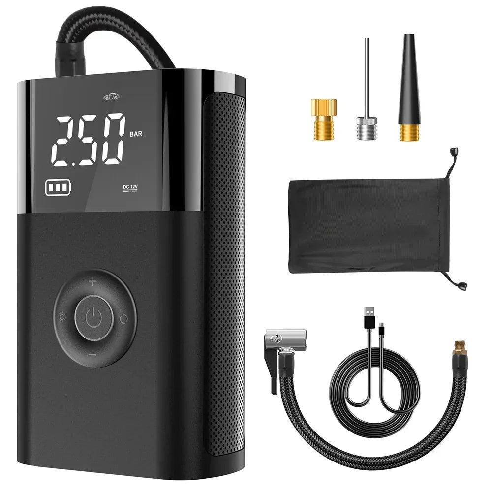 Compressor de ar portátil com luz LED para carro