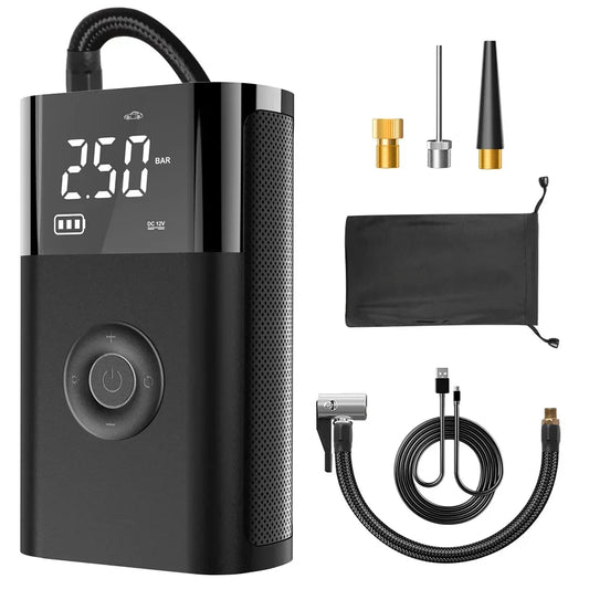 Compressor de ar portátil com luz LED para carro