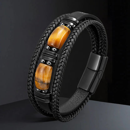 Pulseiras de couro com pedra natural