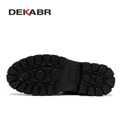 Botas de cano curto Dekabr clássicas de outono/inverno em couro genuíno