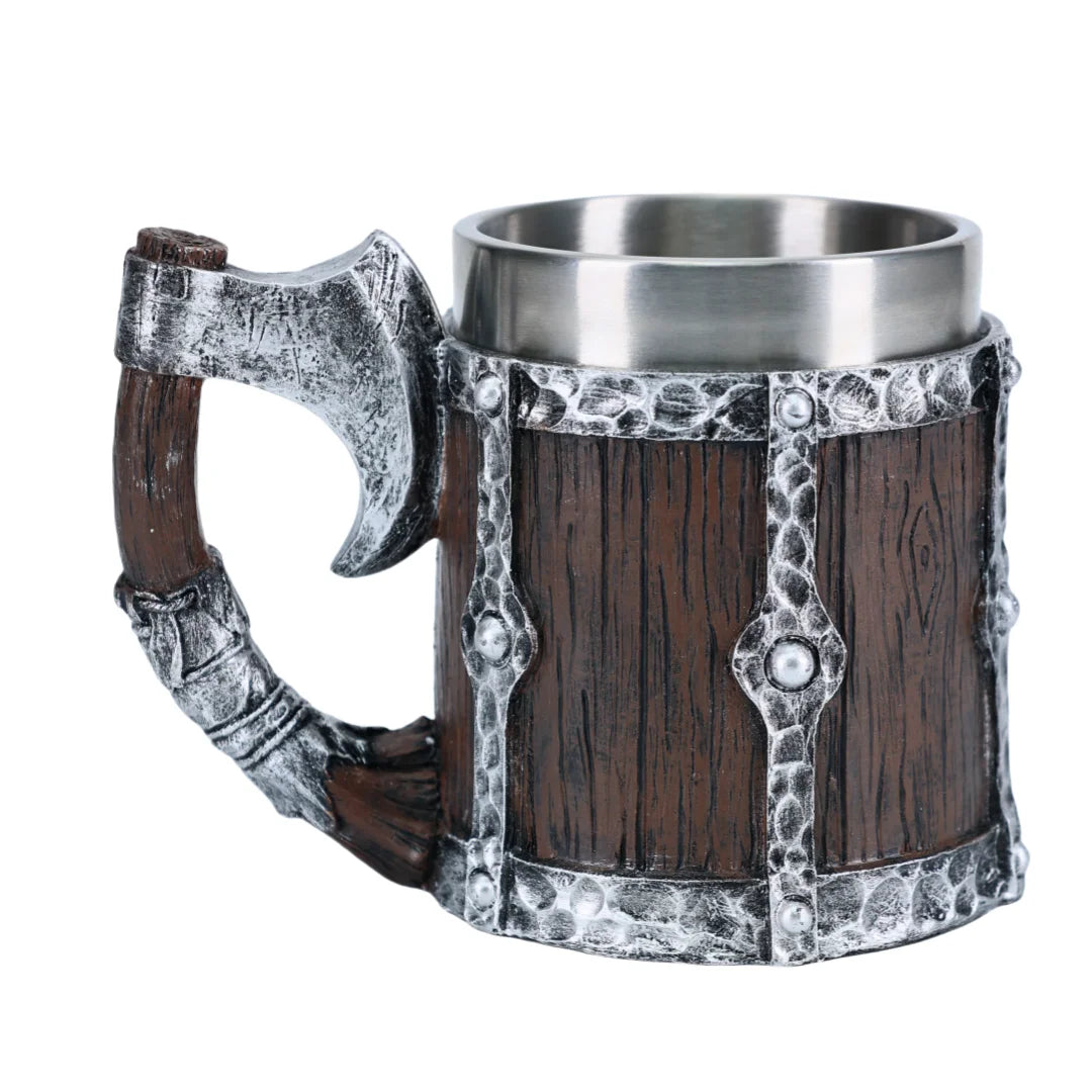 Caneca de cerveja Viking Valhalla em aço inoxidável