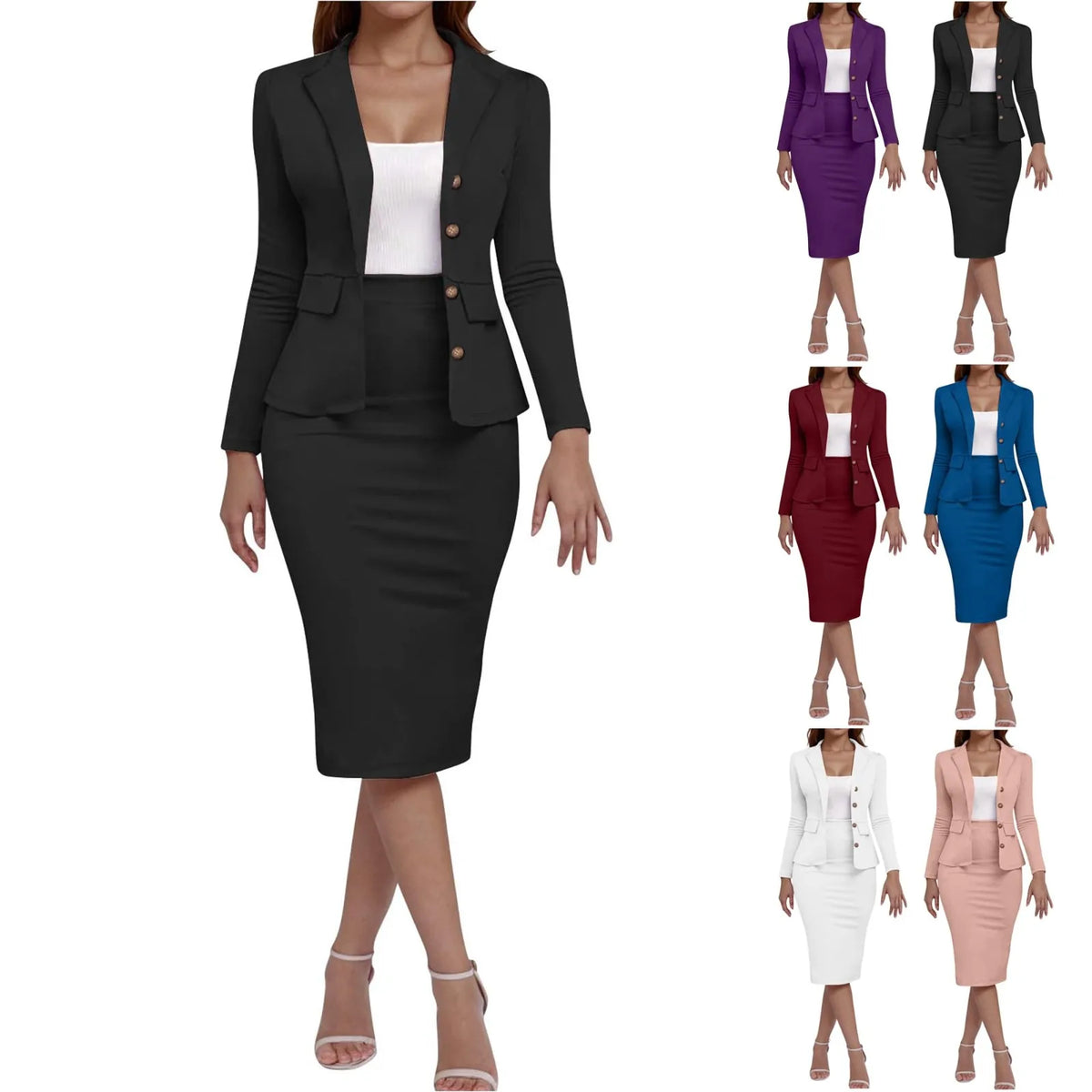 Conjunto Feminino de 2 Peças — Blazer e Saia