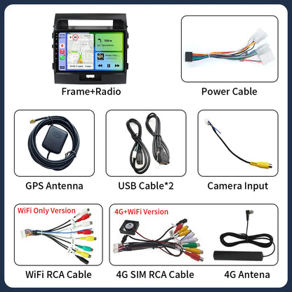 Central Multimédia Android para Toyota Land Cruiser 200 (2007–2015) – CarPlay, GPS e Wi‑Fi