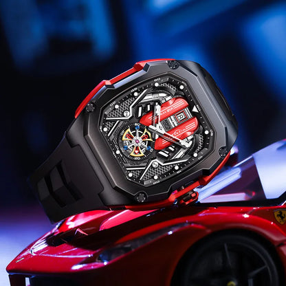 Relógio de quartzo com design de superfície do motor