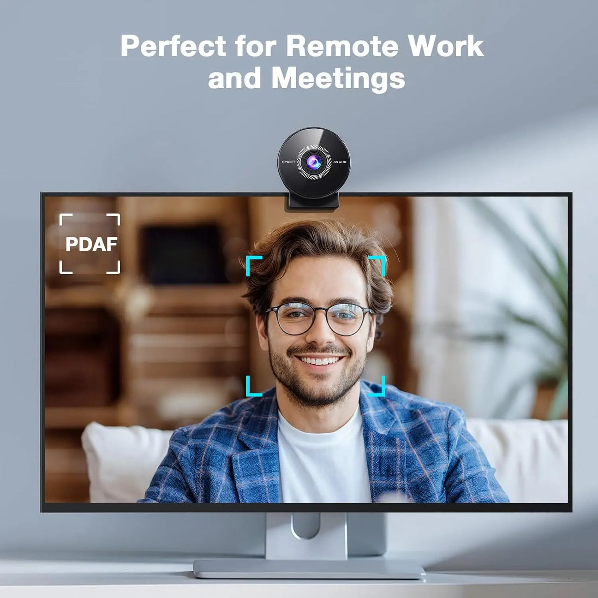 Webcam EMEET C950 4K UHD — 8 MP, Foco Automático e Microfone com Cancelamento de Ruído
