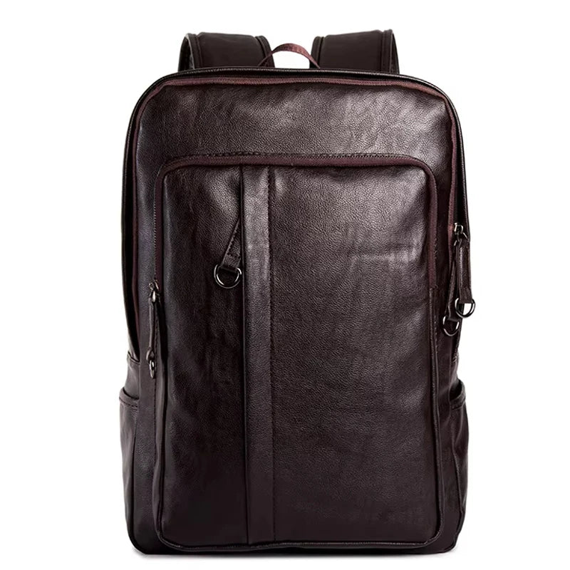 Mochila Masculina em Couro Genuíno – Grande Capacidade para Portátil e Viagem
