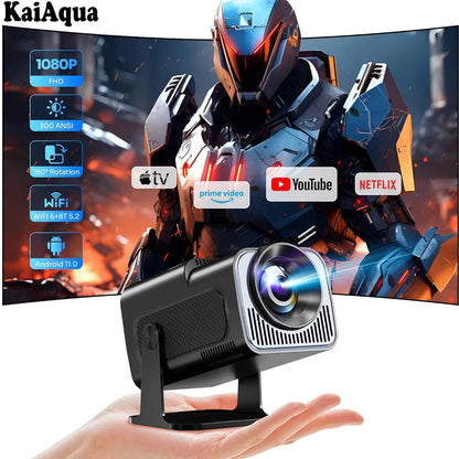 Projetor KaiAqua HY320 com Android 11, resolução 4K nativa