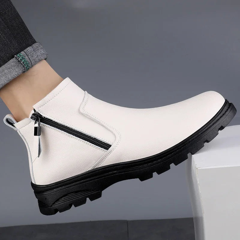 Botas Chelsea Masculinas em Couro Genuíno