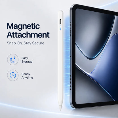 Caneta Stylus Magnética Universal QUKAM — 4 LEDs, USB-C, Sem Bluetooth e 2 Pontas