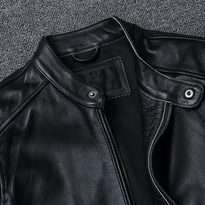 Jaqueta de Couro Masculina para Motociclismo e Uso Casual