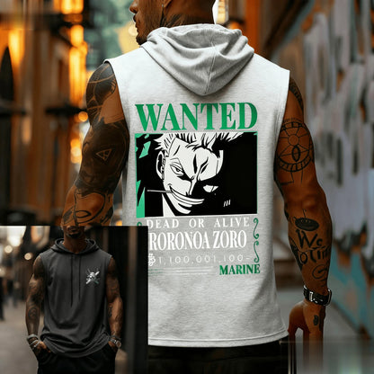 T-shirt regata masculina sem mangas com capuz
