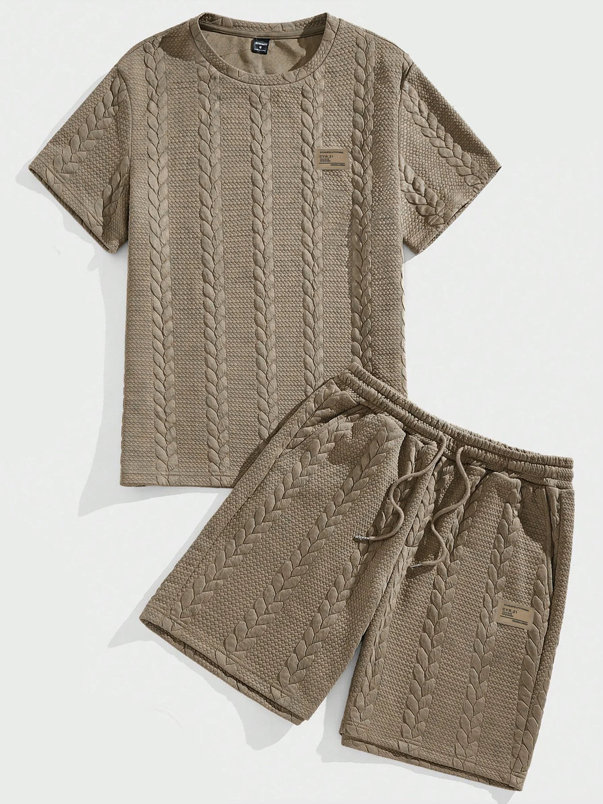 Conjunto Masculino Texturizado de Camiseta e Calções