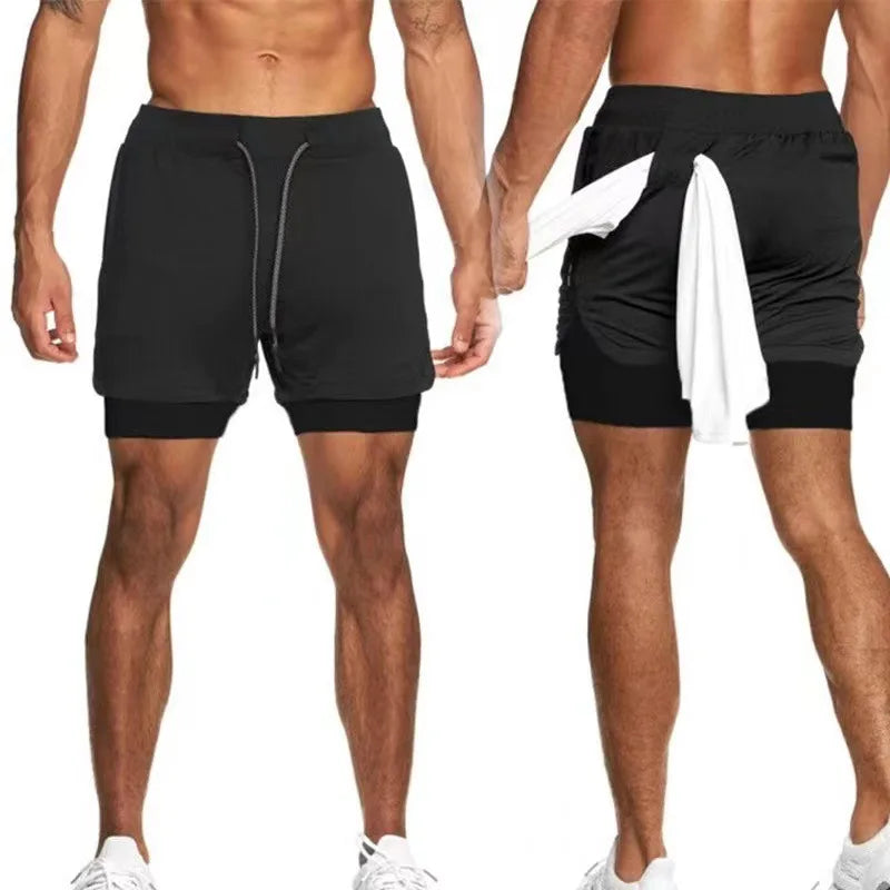 Calções Desportivos Masculinos de Dupla Camada