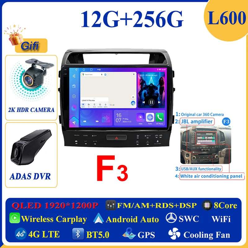 Central Multimídia Android 16 para Toyota Land Cruiser 11 200 2007-2015